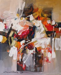 Mashkoor Raza, 24 x 30 Inch, Oil on Canvas, Abstract Painting, AC-MR-353